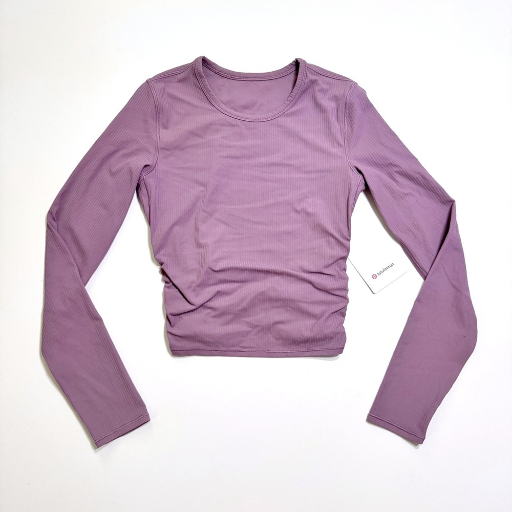 Lululemon All It Takes Back-Twist Rib Long Sleeve 4 Purple Nulu Yoga Top NEW